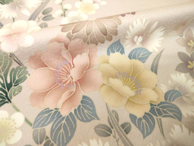 平和屋着物●訪問着　刺繍　草花文　暈し染め　金彩　洗える着物　AABH7015ck