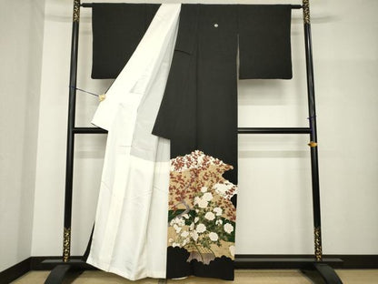 平和屋着物●豪華黒留袖　作家物　花蝶文　金彩　正絹　逸品　AABH7020ck