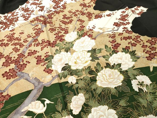 平和屋着物●豪華黒留袖　作家物　花蝶文　金彩　正絹　逸品　AABH7020ck