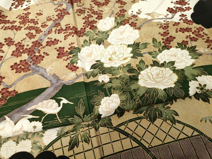 平和屋着物●豪華黒留袖　作家物　花蝶文　金彩　正絹　逸品　AABH7020ck