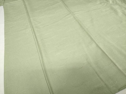 平和屋着物●上質な色無地　寿光織　芝地紋　灰汁色　反端付き　正絹　逸品　AABH7024ck