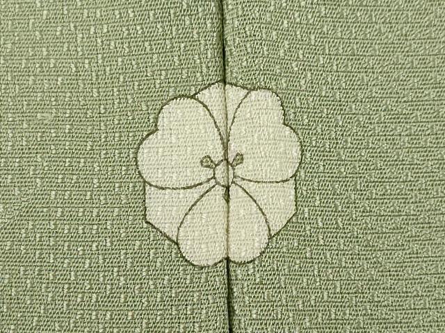 平和屋着物●上質な色無地　寿光織　芝地紋　灰汁色　反端付き　正絹　逸品　AABH7024ck