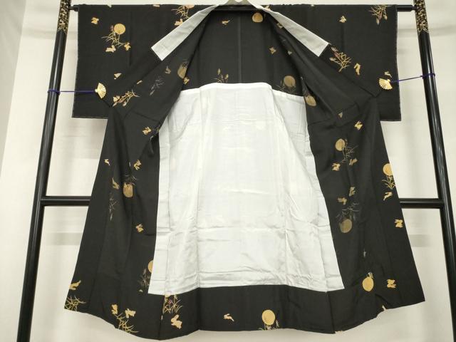 平和屋着物●長襦袢　無双仕立て　月兎　黒地　正絹　逸品　未使用　AABH7027ck 平和屋着物○長襦袢 無双仕立て 月兎 黒地 正絹 逸品 未使用 AABH7027ck