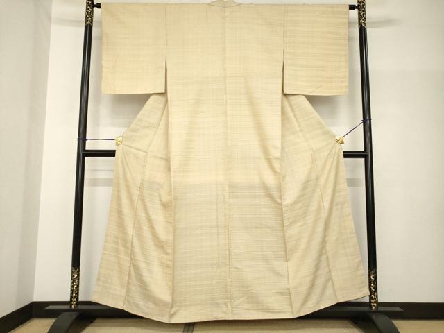 平和屋着物●インド・アッサム　野蚕糸　手織　ムガシルク　紬　横段文　正絹　逸品　AABH7032ck