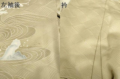 平和屋着物●訪問着　友禅　立波文　ロング丈　正絹　逸品　AABH7035ck