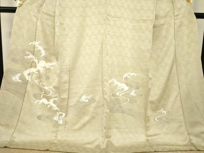 平和屋着物●訪問着　友禅　立波文　ロング丈　正絹　逸品　AABH7035ck