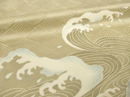 平和屋着物●訪問着　友禅　立波文　ロング丈　正絹　逸品　AABH7035ck