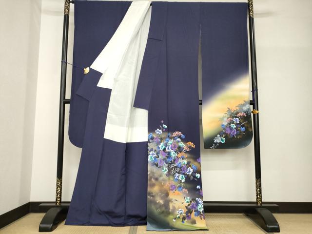 平和屋着物●豪華振袖　草花文　暈し染め　金彩　ロング丈　正絹　逸品　AABH7037ck
