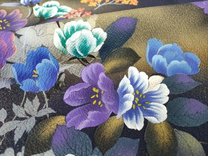 平和屋着物●豪華振袖　草花文　暈し染め　金彩　ロング丈　正絹　逸品　AABH7037ck