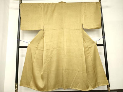平和屋着物●男性　色無地　黄朽葉色　正絹　逸品　AABH7038ck