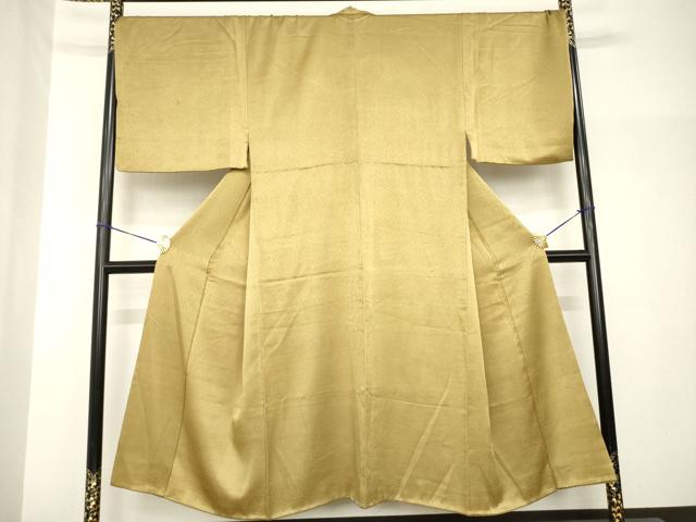 平和屋着物●男性　色無地　黄朽葉色　正絹　逸品　AABH7038ck