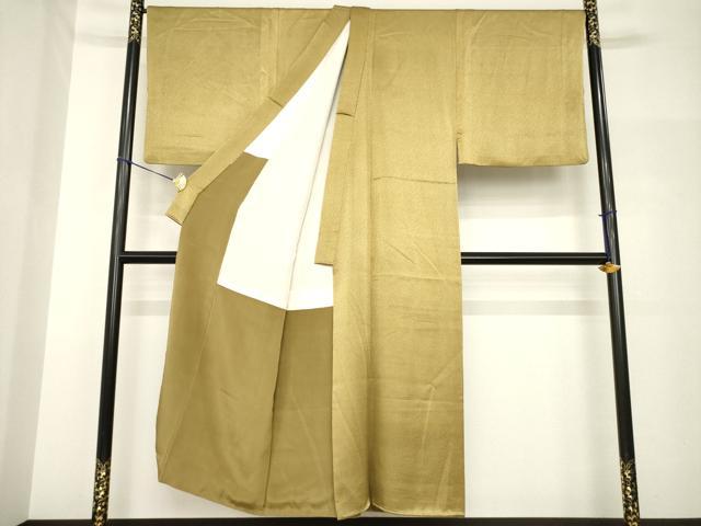 平和屋着物●男性　色無地　黄朽葉色　正絹　逸品　AABH7038ck
