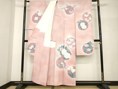 平和屋着物●豪華振袖　手描き　花丸文　暈し染め　正絹　逸品　AABH7040ck