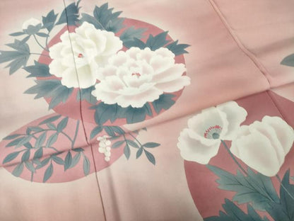 平和屋着物●豪華振袖　手描き　花丸文　暈し染め　正絹　逸品　AABH7040ck