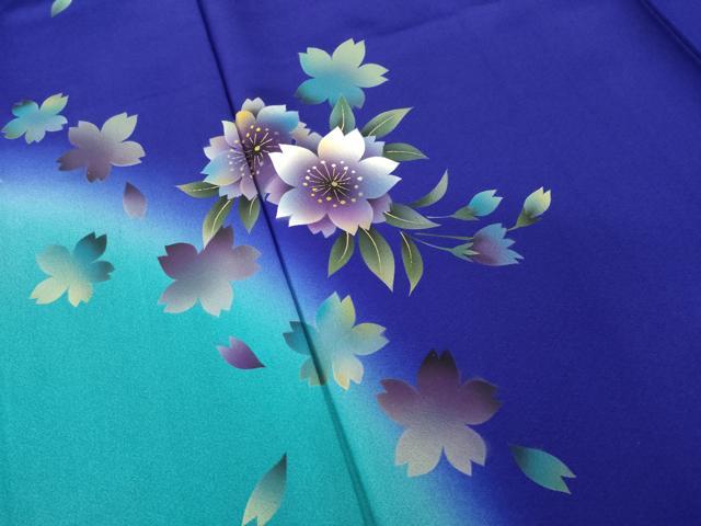 平和屋着物●豪華振袖　舞桜文　暈し染め　正絹　逸品　AABH7041ck