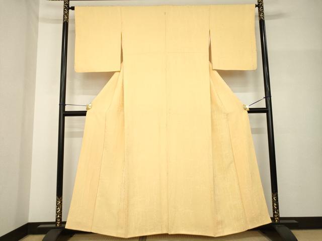 平和屋着物●上質な色無地　樹林地紋　萱草色　正絹　逸品　AABH7044ck