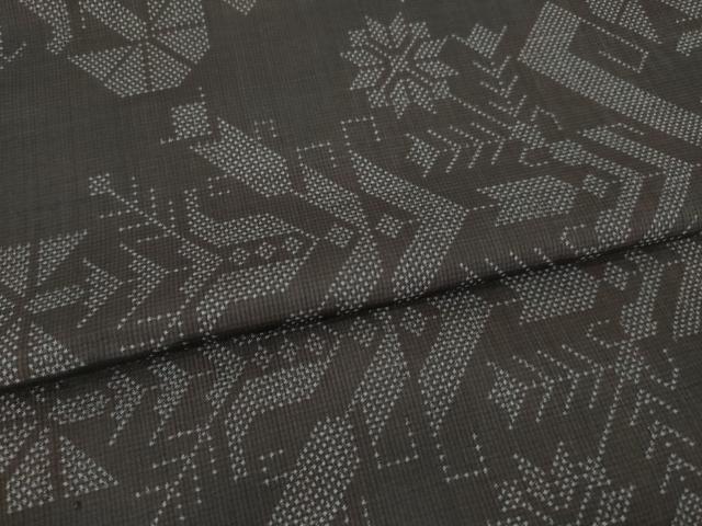 平和屋着物●本場大島紬　一元7マルキ　幾何学花文　正絹　逸品　AABH7045ck