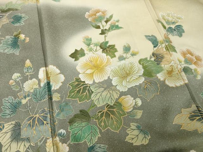 平和屋着物●日本画家　堀信　訪問着　花蝶文　暈し染め　金彩　正絹　逸品　AABH7048ck