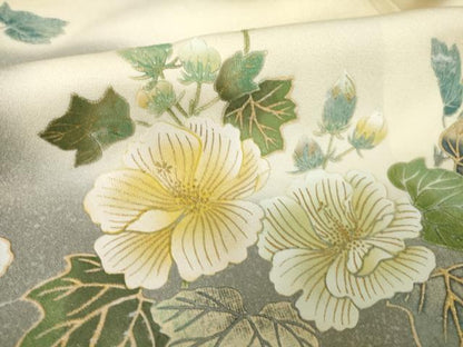 平和屋着物●日本画家　堀信　訪問着　花蝶文　暈し染め　金彩　正絹　逸品　AABH7048ck