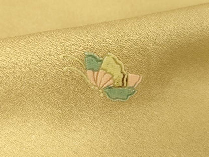 平和屋着物●日本画家　堀信　訪問着　花蝶文　暈し染め　金彩　正絹　逸品　AABH7048ck