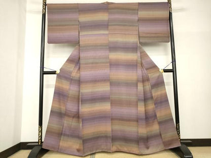 平和屋着物●上質な小紋　横段文　健勝苑扱い　正絹　逸品　AABH7049ck