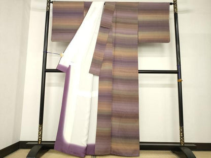 平和屋着物●上質な小紋　横段文　健勝苑扱い　正絹　逸品　AABH7049ck