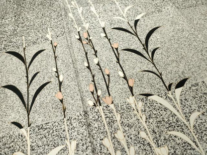 平和屋着物●訪問着　草花文　黒地　金彩　正絹　逸品　AABH7051ck