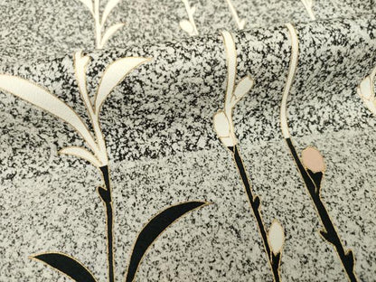 平和屋着物●訪問着　草花文　黒地　金彩　正絹　逸品　AABH7051ck
