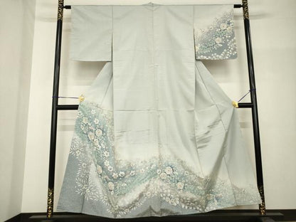 平和屋着物●本場大島紬　染大島　訪問着　辻が花　絞り　舞花文　暈し染め　正絹　逸品　未使用　AABH7055ck