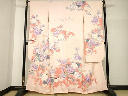 平和屋着物●豪華振袖　刺繍　枝花文　正絹　逸品　AABH7057ck