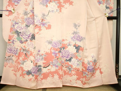 平和屋着物●豪華振袖　刺繍　枝花文　正絹　逸品　AABH7057ck