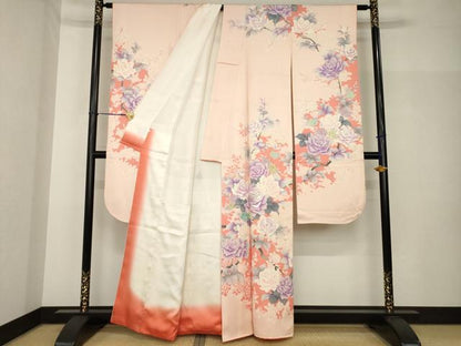 平和屋着物●豪華振袖　刺繍　枝花文　正絹　逸品　AABH7057ck