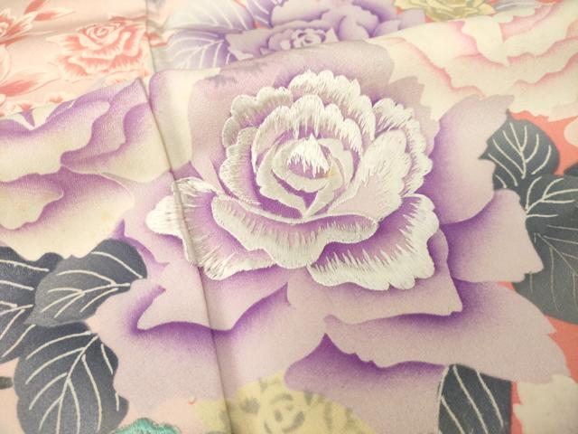 平和屋着物●豪華振袖　刺繍　枝花文　正絹　逸品　AABH7057ck