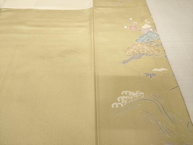 平和屋着物●訪問着　友禅　駒刺繍　松竹梅風景花文　金彩　正絹　逸品　AABH7061ck