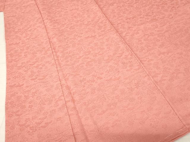 平和屋着物○上質な色無地 松竹梅地紋 甚三紅色 正絹 逸品 未