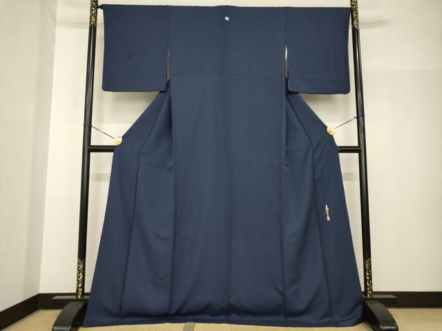平和屋着物●本草木染作家　瑞鳳　色無地　青褐色　ロング丈　正絹　逸品　AABH7064ck