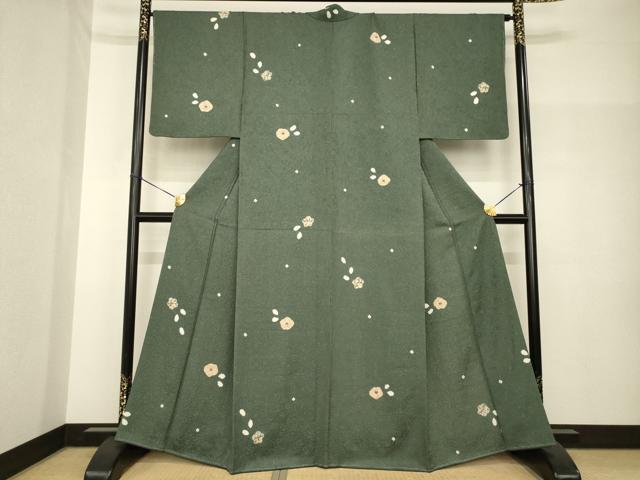平和屋着物●上質な小紋　絞り　辻が花　舞花文　金通し地　健勝苑扱い　正絹　逸品　AABH7066ck