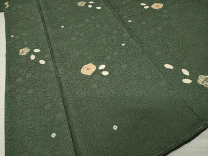 平和屋着物●上質な小紋　絞り　辻が花　舞花文　金通し地　健勝苑扱い　正絹　逸品　AABH7066ck