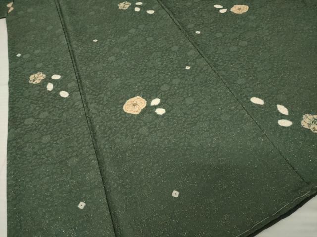 平和屋着物●上質な小紋　絞り　辻が花　舞花文　金通し地　健勝苑扱い　正絹　逸品　AABH7066ck