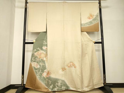 平和屋着物●訪問着　地紙花文　暈し染め　金彩　正絹　逸品　AABH7070ck