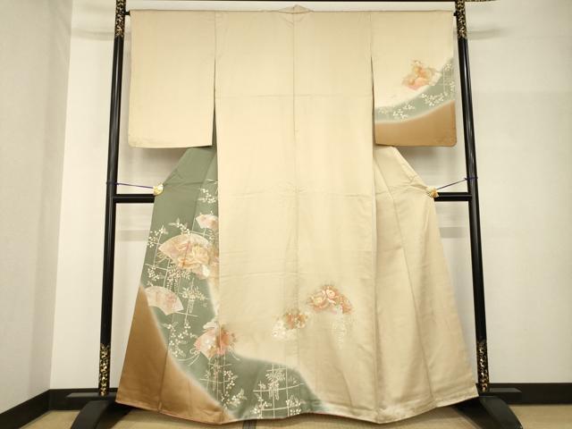 平和屋着物●訪問着　地紙花文　暈し染め　金彩　正絹　逸品　AABH7070ck