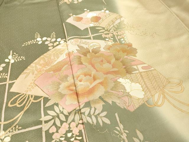 平和屋着物●訪問着　地紙花文　暈し染め　金彩　正絹　逸品　AABH7070ck
