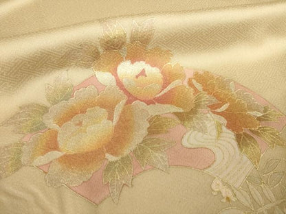 平和屋着物●訪問着　地紙花文　暈し染め　金彩　正絹　逸品　AABH7070ck