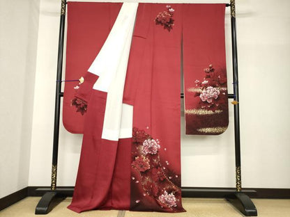 平和屋着物●豪華振袖　草花文　正絹　逸品　AABH7072ck