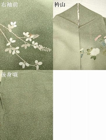 平和屋着物●訪問着　友禅　枝花文　暈し染め　正絹　逸品　AABH7073ck