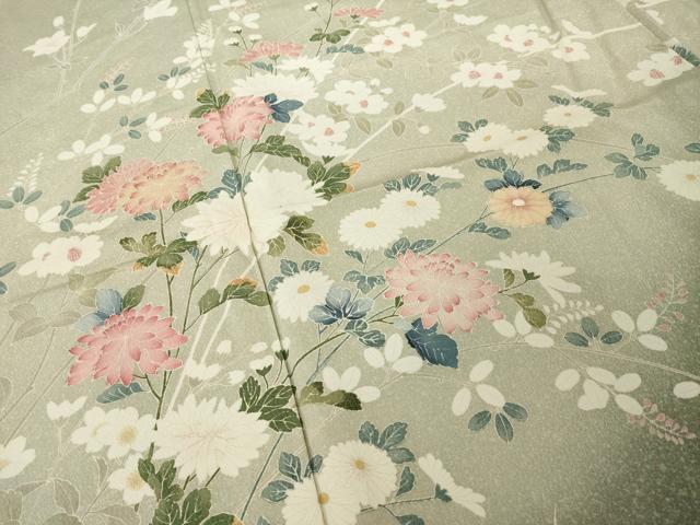 平和屋着物●訪問着　友禅　枝花文　暈し染め　正絹　逸品　AABH7073ck