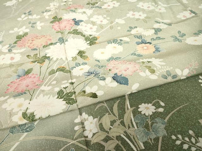 平和屋着物●訪問着　友禅　枝花文　暈し染め　正絹　逸品　AABH7073ck