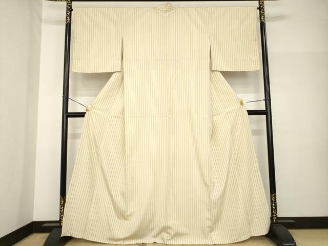 平和屋着物●お召　縞　正絹　逸品　AABH7074ck