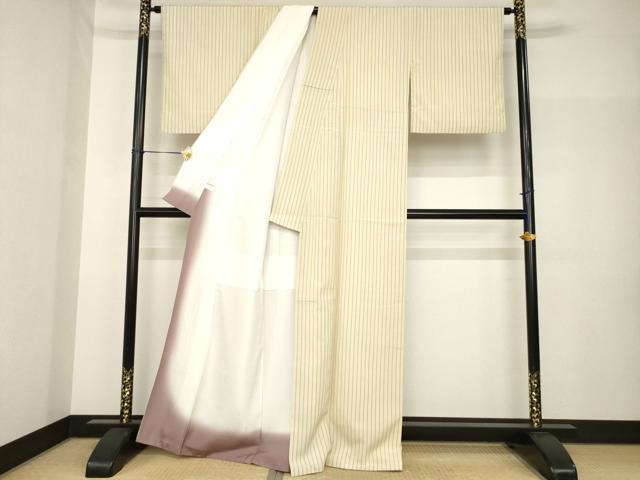 平和屋着物●お召　縞　正絹　逸品　AABH7074ck