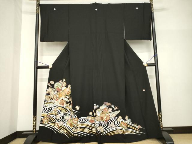平和屋着物●豪華黒留袖　友禅　作家物　吉祥宝尽くし　やまと誂製　正絹　逸品　AABH7075ck